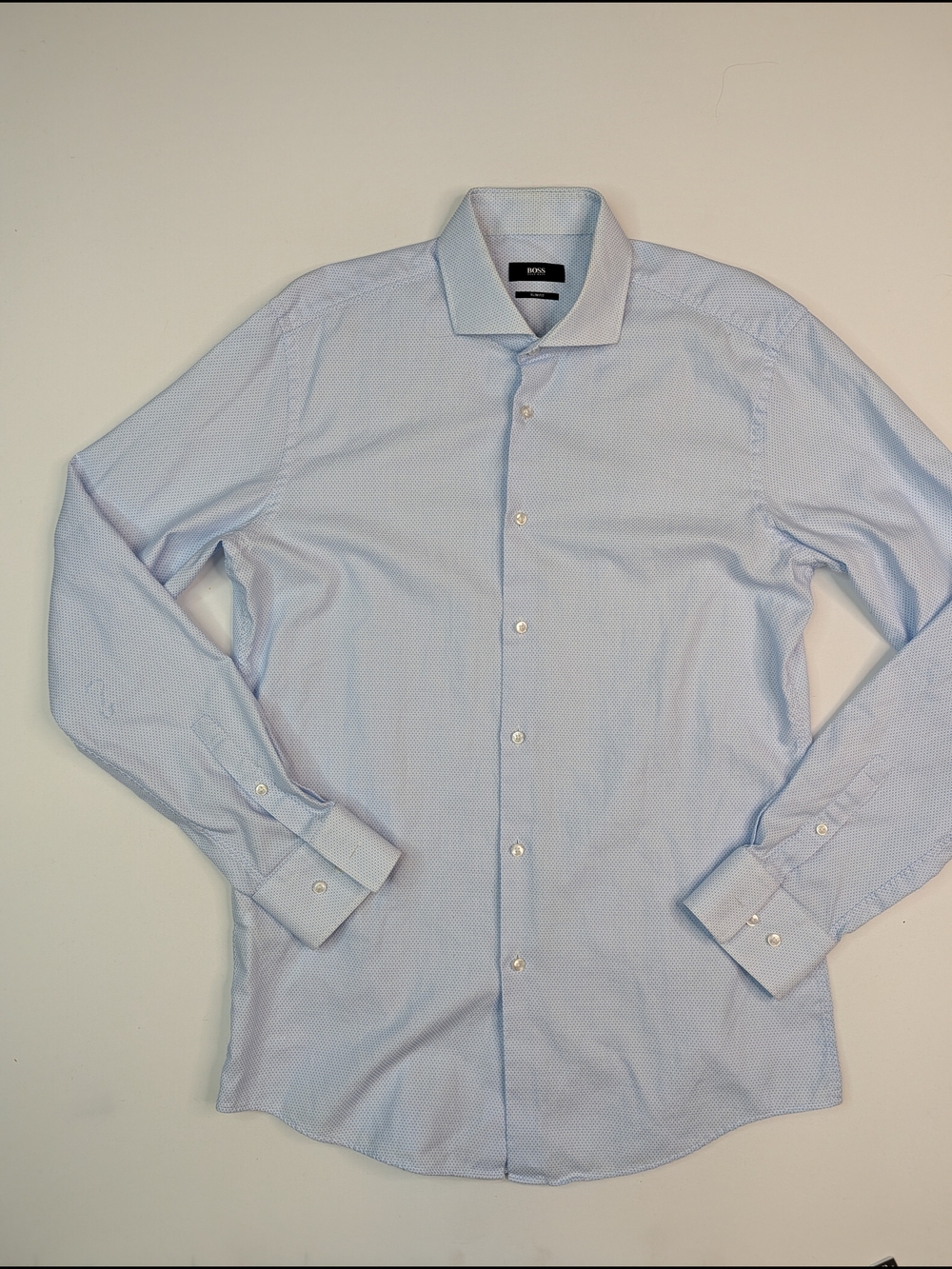 Hugo Boss Light Blue Micro-Pattern Dress Shirt